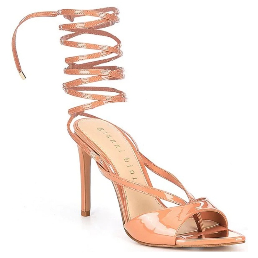 Gianni Bini Misha Patent Leather Ankle Wrap-Up Dress Sandals